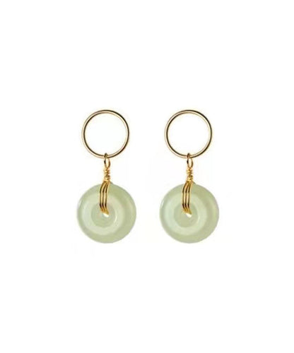 Cyan Sterling Silver Overgild 14k Gold Jade Drop Earrings