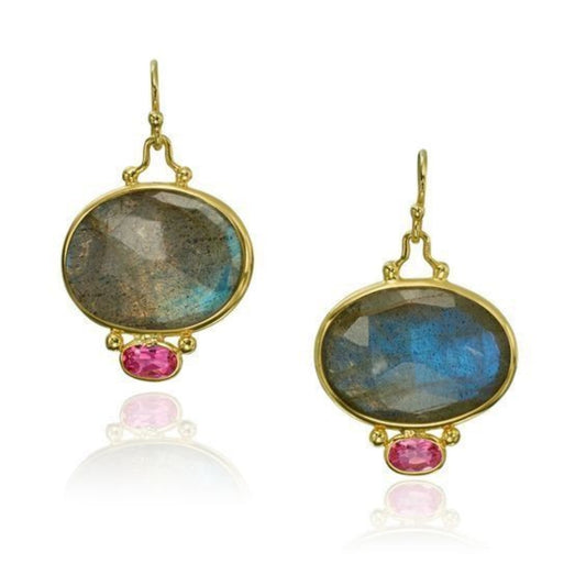 Blue Crystal Red Zirconia Earrings