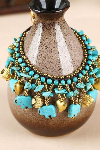 Bohemia Elephant Woven Turquoise Bracelet