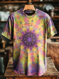 Gradation Kaleidoscope Vintage Art Print Casual T-shirt For Men And Wo