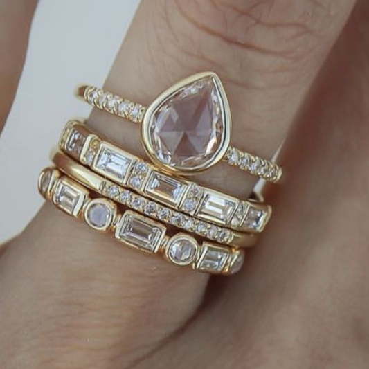 Oval Glass Ring Set