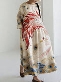 Japanese Art Retro Leisure Linen Dress elevenforest