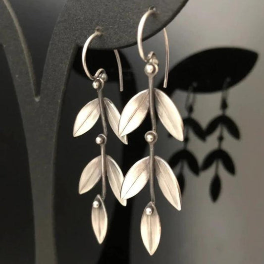 Silver Leaf Dangle Earrings