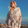 Bohemian Style 3d Pink Rose With Sequins Women's Hooded Long-sleeve Sweatshirt elevenforest