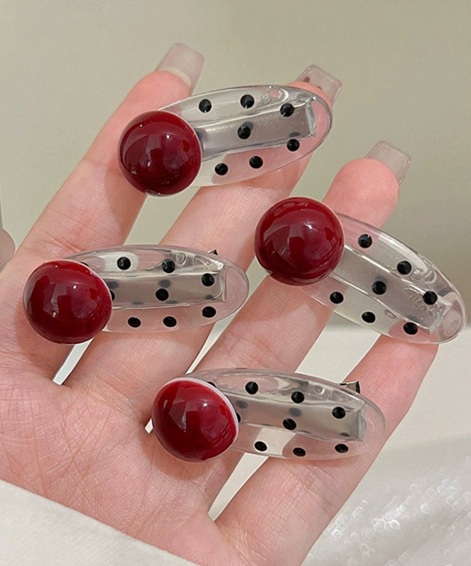 Novelty Red Acrylic Pearl Dot Hairpin
