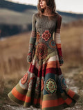 Vintafe Floral Crochet Colorblock Cozy Maxi Sweater Dress elevenforest