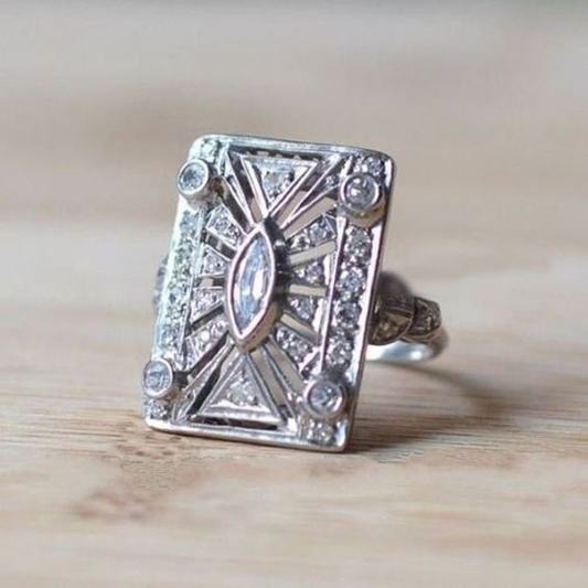 Bright Square Silver Ring