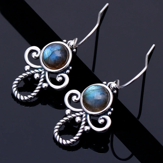 Navy Blue Stone Earrings