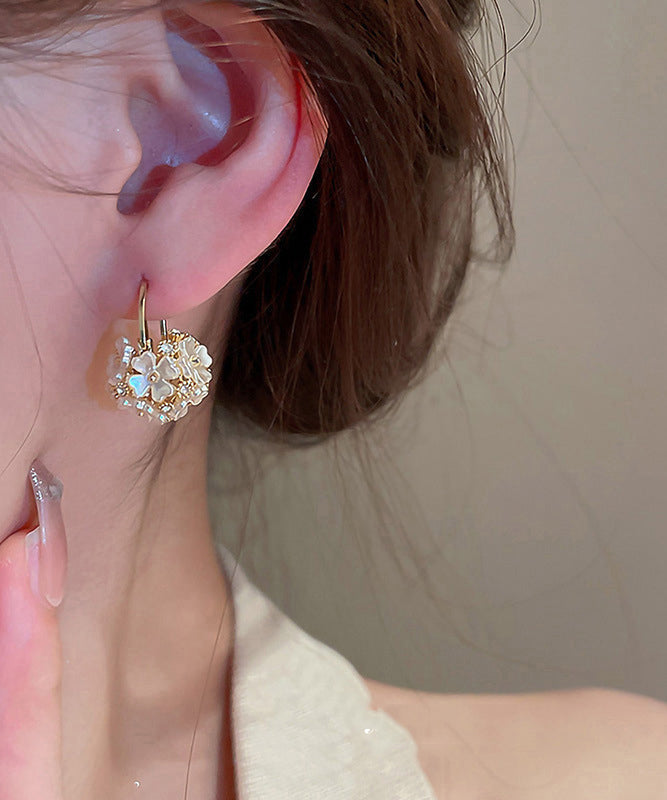 Fine Gold Alloy Acrylic Zircon Ball Stud Earrings