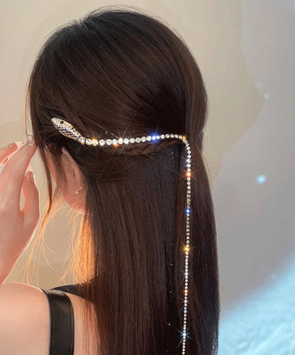 Fine Gold Alloy Zircon Serpentine Tassel Hairpin
