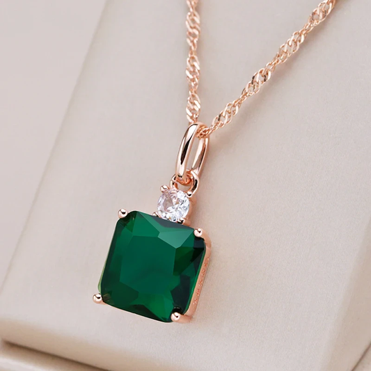 Green Cubic Crystal Necklace