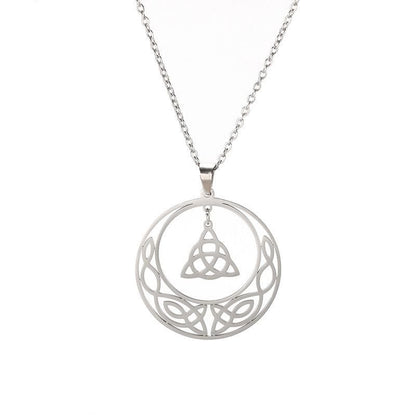 Crescent Moon Triquetra Dangle Necklace