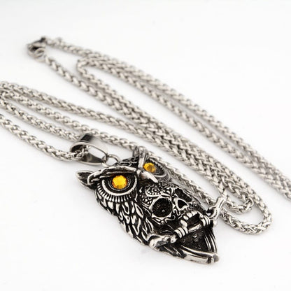 Magickal Wisdom Owl Hedden Skull Necklace