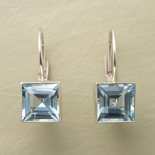 Blue Cubic Glass Earrings