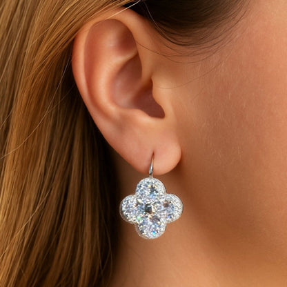 “scarlet” Luxe Demi Fine Clover Silver Earrings