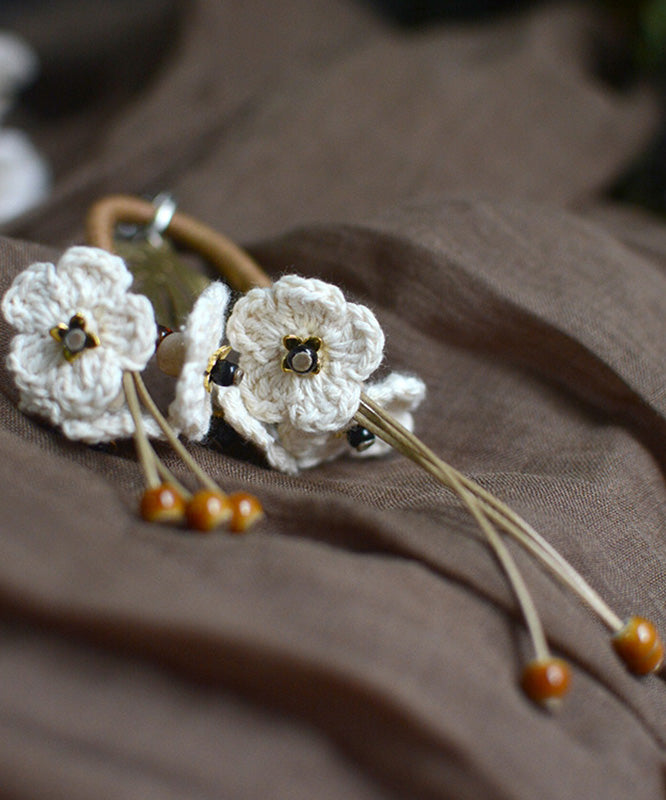 Original White Sterling Silver Handmade Weaving Tassel Drop Earrings
