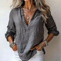 Vintage V Neck Cotton Linen Comfy Shirt elevenforest