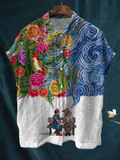 Women's Vintage Frida Kahlo And Vincent Van Gogh Casual Cotton Linen Shirt