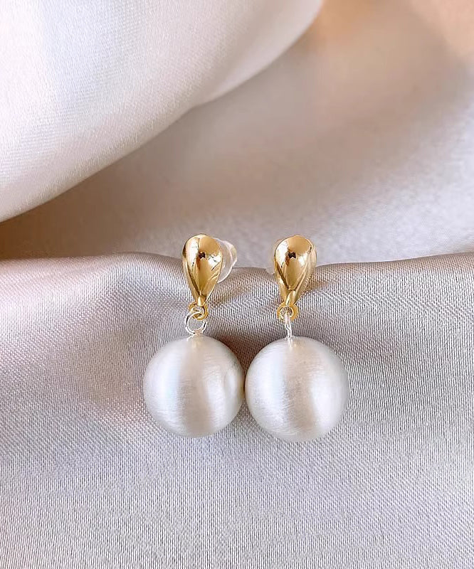 White Metal Alloy Spherical Drop Earrings