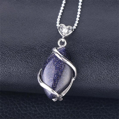 Amethyst Necklace With Natural Marquise Crystal Pendant