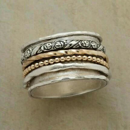 Silver & Gold Beads Ring
