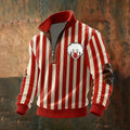 Men's Retro Clown Striped Color Block Print High Neck Zip Sweatshirt elevenforest