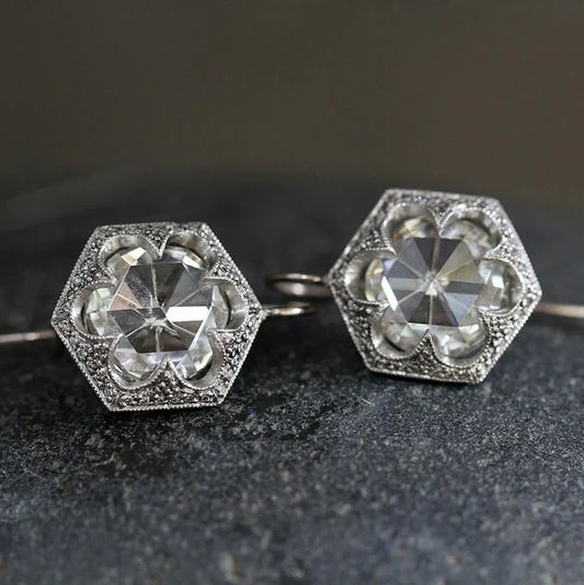 White Rounded Glass Earrings