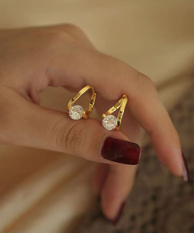 Gold Sterling Silver Alloy Zircon Hoop Earrings