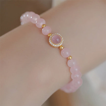 6mm Pink Crystal Pearl Warmth Bracelet for