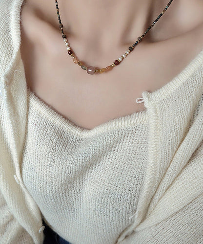 Natural Multicolour Gem Stone Gratuated Bead Necklace