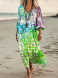 Women's Tie-dye Irregular Circle Pattern Art Print Pocket Cotton Dress
