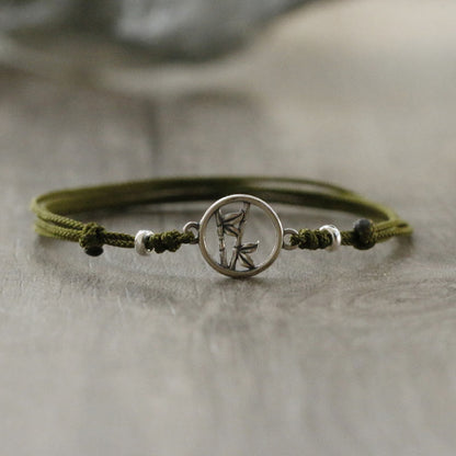 925 Sterling Silver Bamboo Red String Bracelet