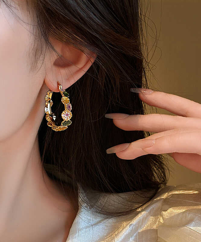 Boutique Gold Sterling Silver Alloy Hoop Earrings