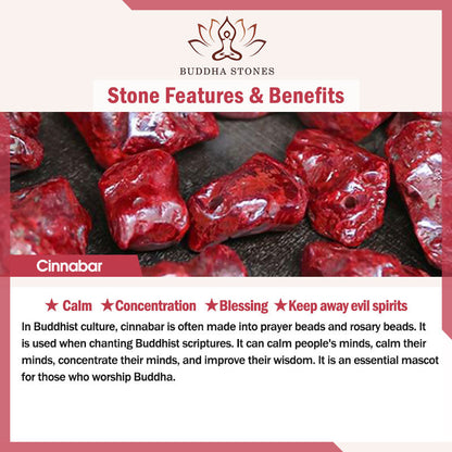 Buddha Stones Year of the Dragon Natural Cinnabar Ingot Protection Bracelet