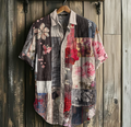 Men's Retro Floral Geometry Art Linen Casual Shirt elevenforest