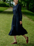 Comstylish Victoria Design Sense Doll Collar Linen Midi Dress