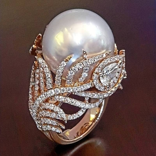 Bright Inlaid Pearl Ring