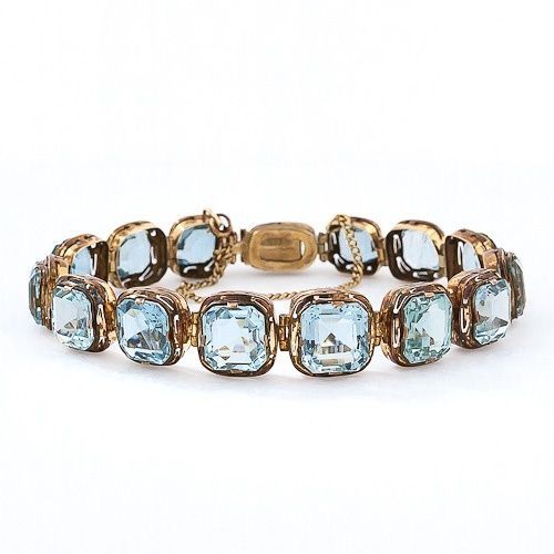 Blue Glass Gold Bracelet