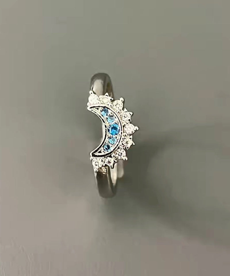Sterling Silver Zircon the Sun and the Moon Shine Together Couple Rings