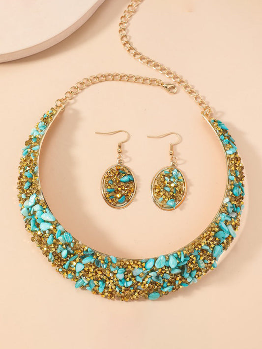 Irregularity Geometric Rhine Stones Shiny Earrings Accessories Necklaces Accessories Sets