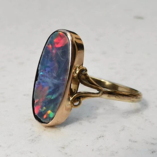 Colorful Oval Gold Ring
