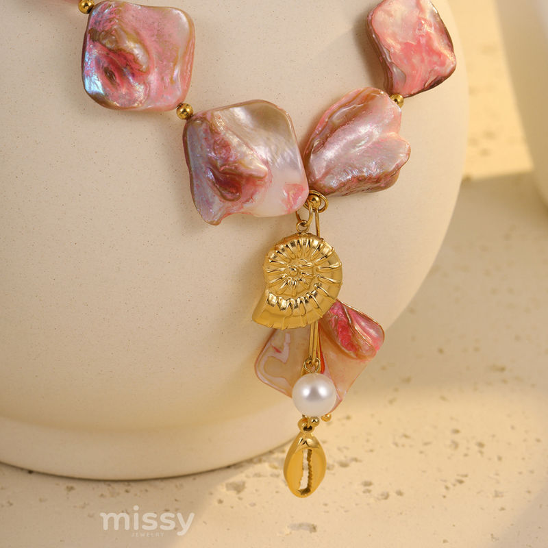 Saori Pink Shell Necklace