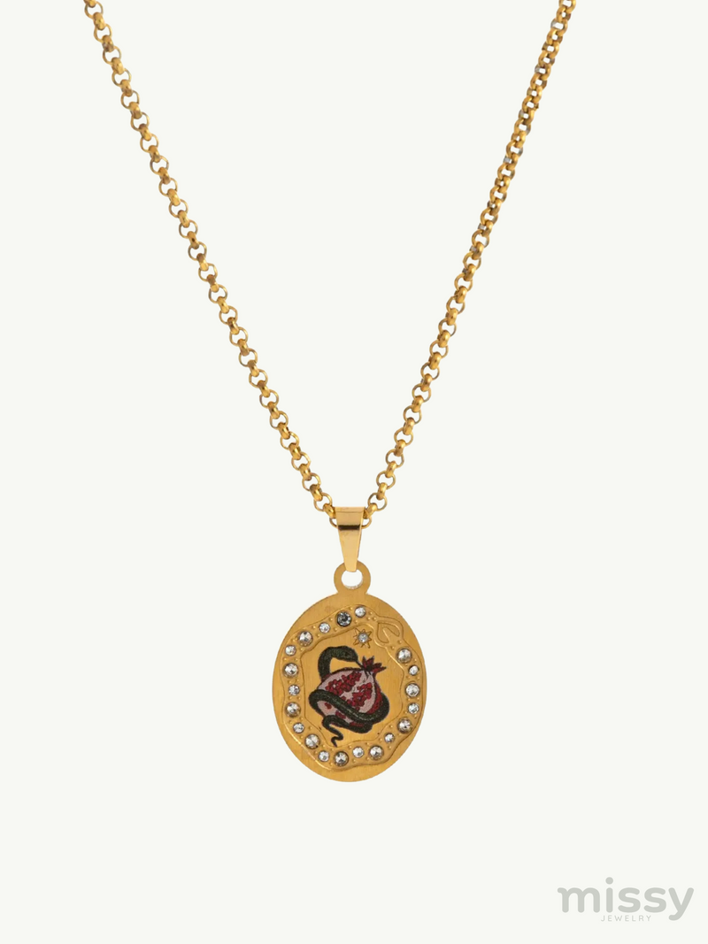 Dulce Oval Enamel Pendant Necklace
