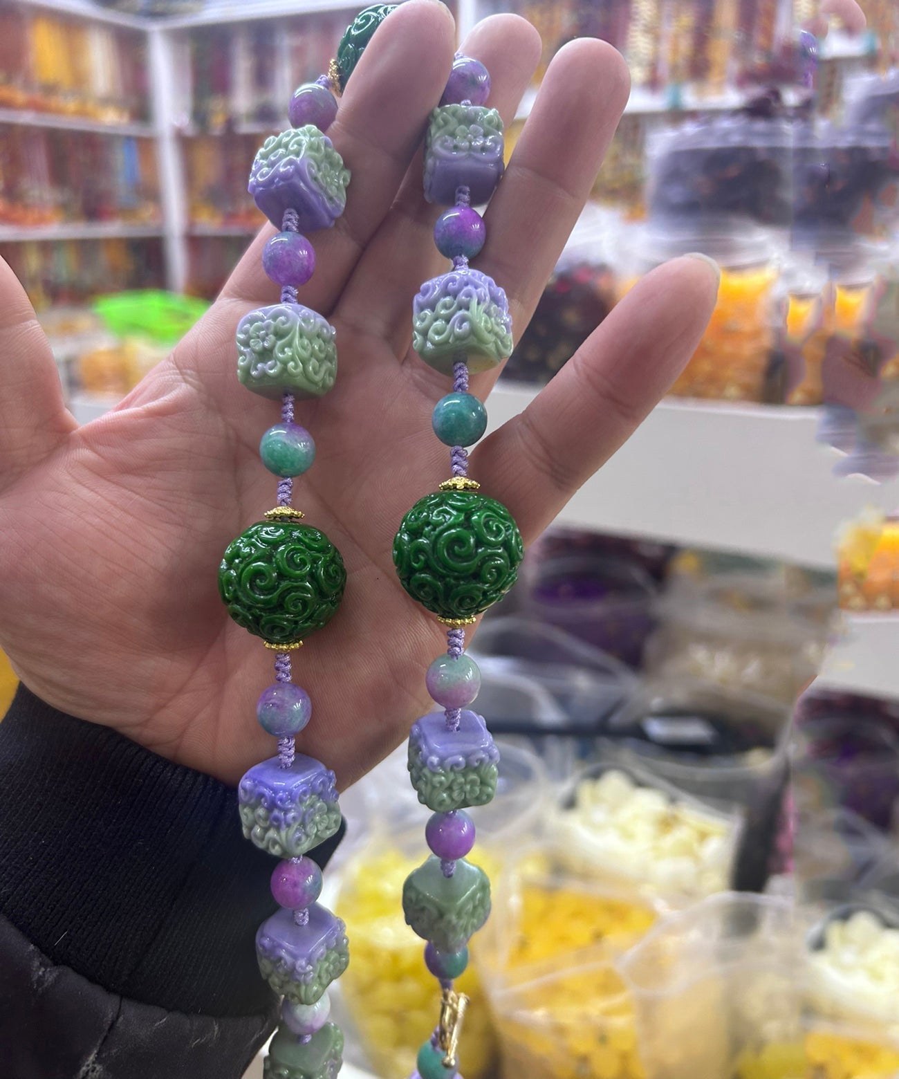 Stainless Steel Agate Pearl Beading Sweater Graduated Bead Necklace