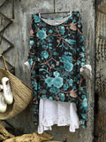 Floral Vineman Print Linen Flowy Tunic elevenforest