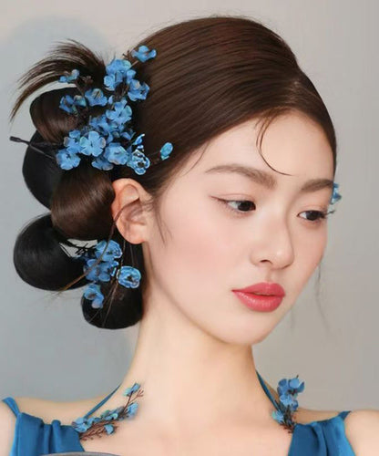 Chinese Style Blue Alloy Acrylic Hairpin Suit