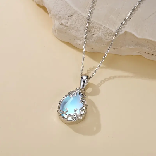 White Blue Crystal Drop Necklace