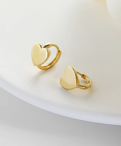 Gold Silver 14k Overgild Heart Hoop Earrings
