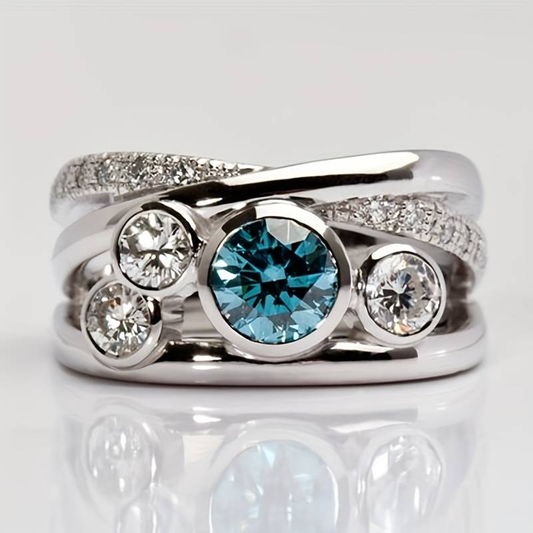 Silver & Blue Zirconia Ring