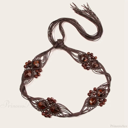 Dark Beach Plaited Waist Cord Belt